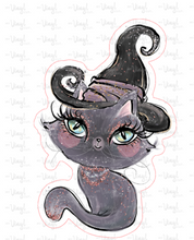 Load image into Gallery viewer, Sticker | 20F Halloween Cat | Waterproof Vinyl Sticker | White | Clear | Permanent | Removable | Window Cling | Glitter | Holographic