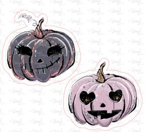 Sticker | 20L Halloween 2 Pumpkins | Waterproof Vinyl Sticker | White | Clear | Permanent | Removable | Window Cling | Glitter | Holographic