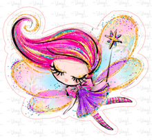 Load image into Gallery viewer, Sticker | 12C3 | Colorful Fairy Pink Hair | Waterproof Vinyl Sticker | White | Clear | Permanent | Removable | Window Cling | Glitter | Holographic
