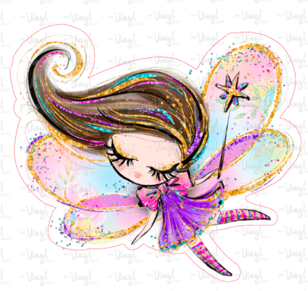 Sticker | 12A3 | Colorful Fairy Dk Hair | Waterproof Vinyl Sticker | White | Clear | Permanent | Removable | Window Cling | Glitter | Holographic