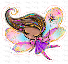 Load image into Gallery viewer, Sticker | 12D3 | Colorful Fairy Dark Skin | Waterproof Vinyl Sticker | White | Clear | Permanent | Removable | Window Cling | Glitter | Holographic