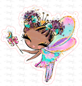 Sticker | 12D2 | Colorful Fairy Dark Skin | Waterproof Vinyl Sticker | White | Clear | Permanent | Removable | Window Cling | Glitter | Holographic