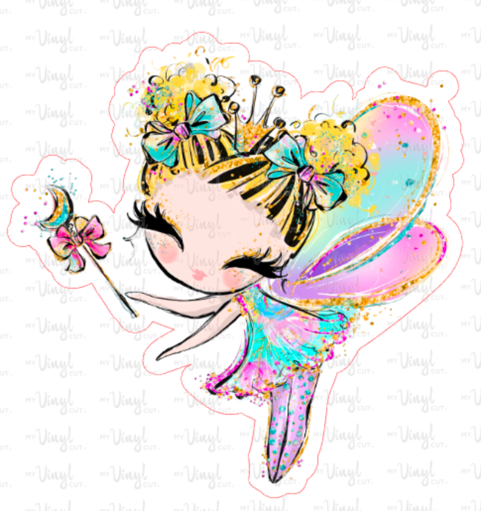 Sticker | 12B2 | Colorful Fairy Lt Hair | Waterproof Vinyl Sticker | White | Clear | Permanent | Removable | Window Cling | Glitter | Holographic