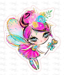 Sticker | 12C1 | Colorful Fairy Pink Hair | Waterproof Vinyl Sticker | White | Clear | Permanent | Removable | Window Cling | Glitter | Holographic