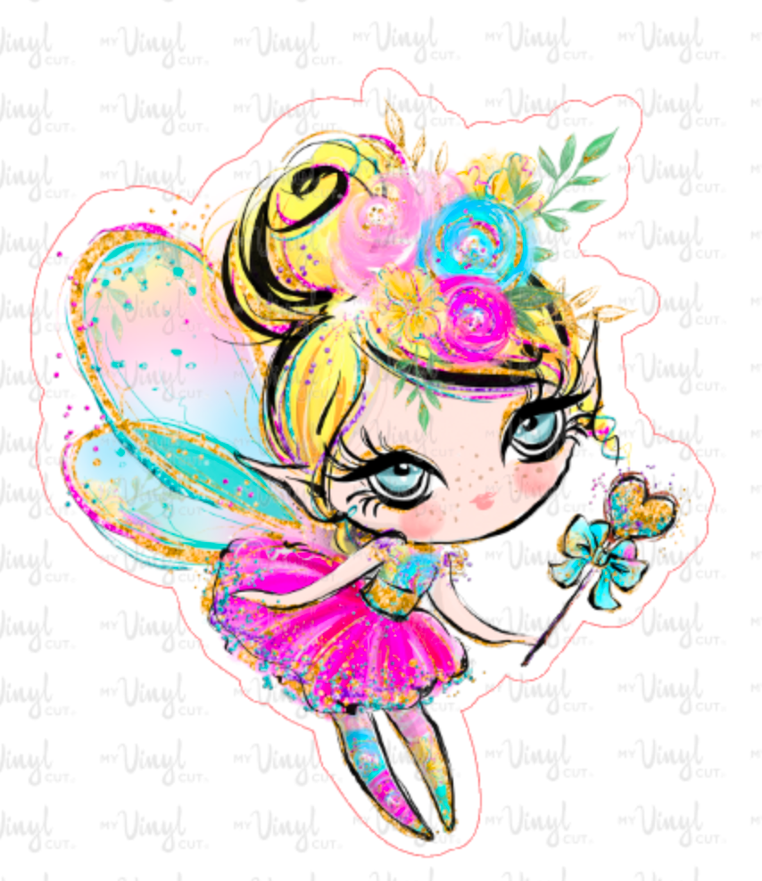 Sticker | 12B1 | Colorful Fairy Lt Hair | Waterproof Vinyl Sticker | White | Clear | Permanent | Removable | Window Cling | Glitter | Holographic