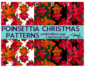 Printed Vinyl Christmas Poinsettia Print Choose HTV Adhesive Vinyl