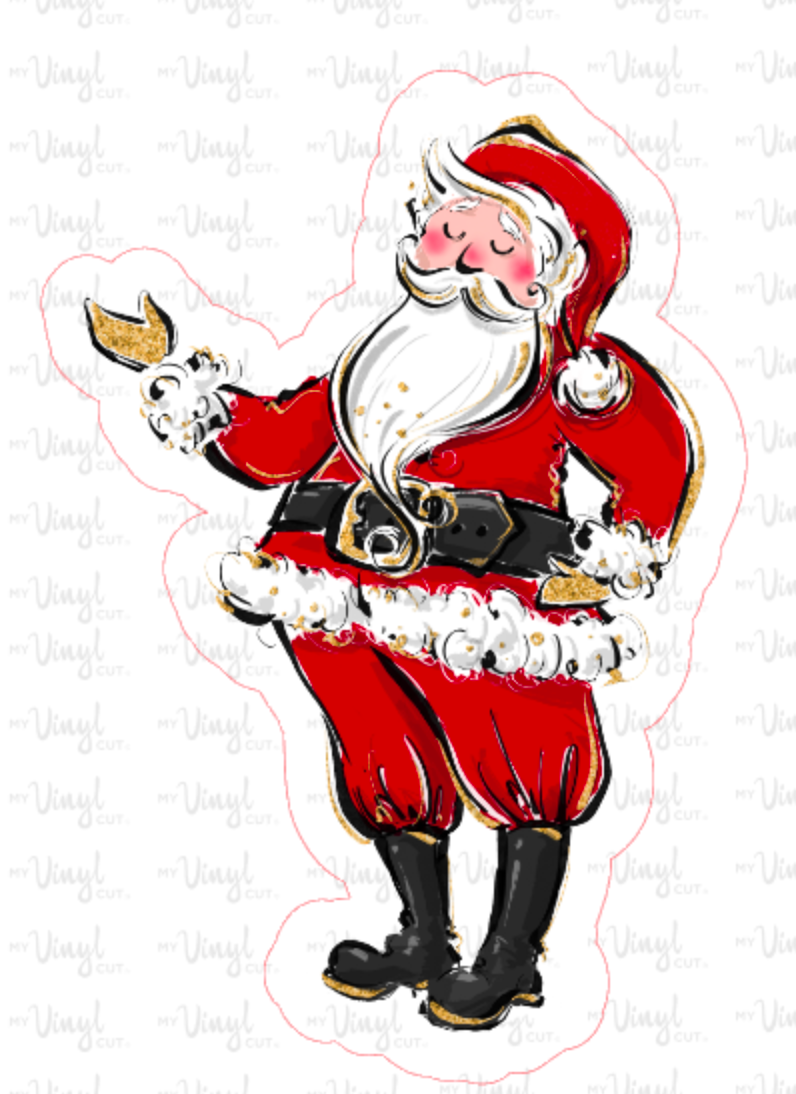 Sticker | 30C | Santa Clause | Waterproof Vinyl Sticker | White | Clear | Permanent | Removable | Window Cling | Glitter | Holographic
