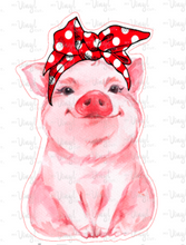Load image into Gallery viewer, Sticker | 24L | Pink Pig with Bandana | Waterproof Vinyl Sticker | White | Clear | Permanent | Removable | Window Cling | Glitter | Holographic