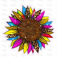 Load image into Gallery viewer, Sticker |  | Colorful Sunflower | Waterproof Vinyl Sticker | White | Clear | Permanent | Removable | Window Cling | Glitter | Holographic