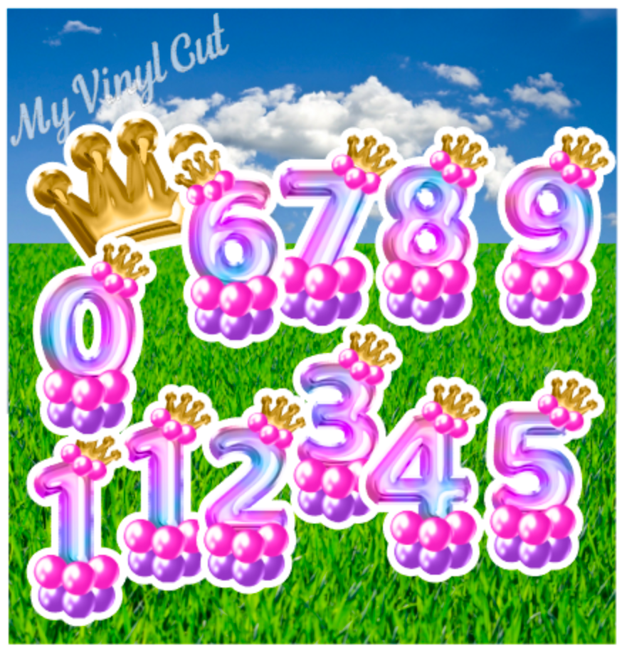 Yard Art Princess Numbers Balloon Theme 12 pc Set Birthday Lawn Lettering PURCHASE Outdoor Party Decorations
