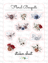 Load image into Gallery viewer, Sticker Sheet 50 Set of little planner stickers Floral Bouquets