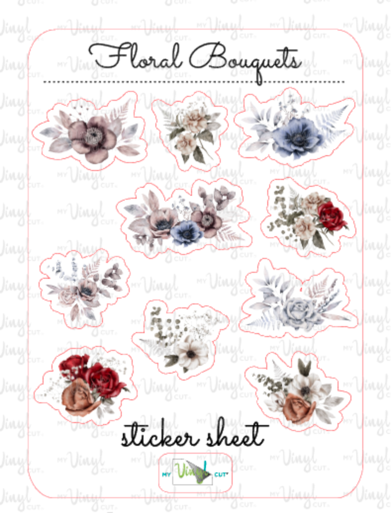 Sticker Sheet 50 Set of little planner stickers Floral Bouquets