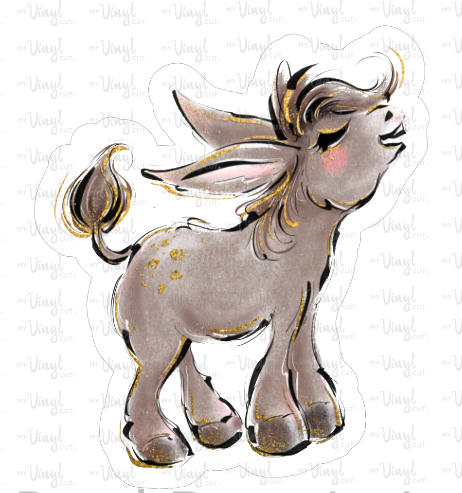 Sticker | 42H | Donkey | Waterproof Vinyl Sticker | White | Clear | Permanent | Removable | Window Cling | Glitter | Holographic