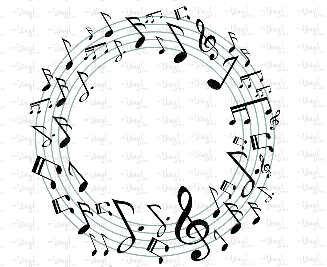 Waterslide Decal Music Note Circle Frame
