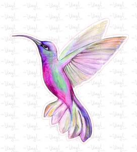 Sticker | 49C | Hummingbird | Waterproof Vinyl Sticker | White | Clear | Permanent | Removable | Window Cling | Glitter | Holographic