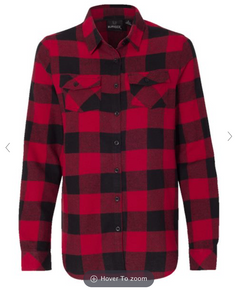 Burnside Ladies Red and Black Buffalo Plaid Button Up Flannel