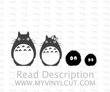 Load image into Gallery viewer, My Neighbor Totoro Themed Family Car Stickers with Soot Sprites