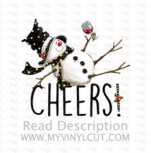 Sticker | 56O | Tipsy Snowman | Waterproof Vinyl Sticker | White | Clear | Permanent | Removable | Window Cling | Glitter | Holographic