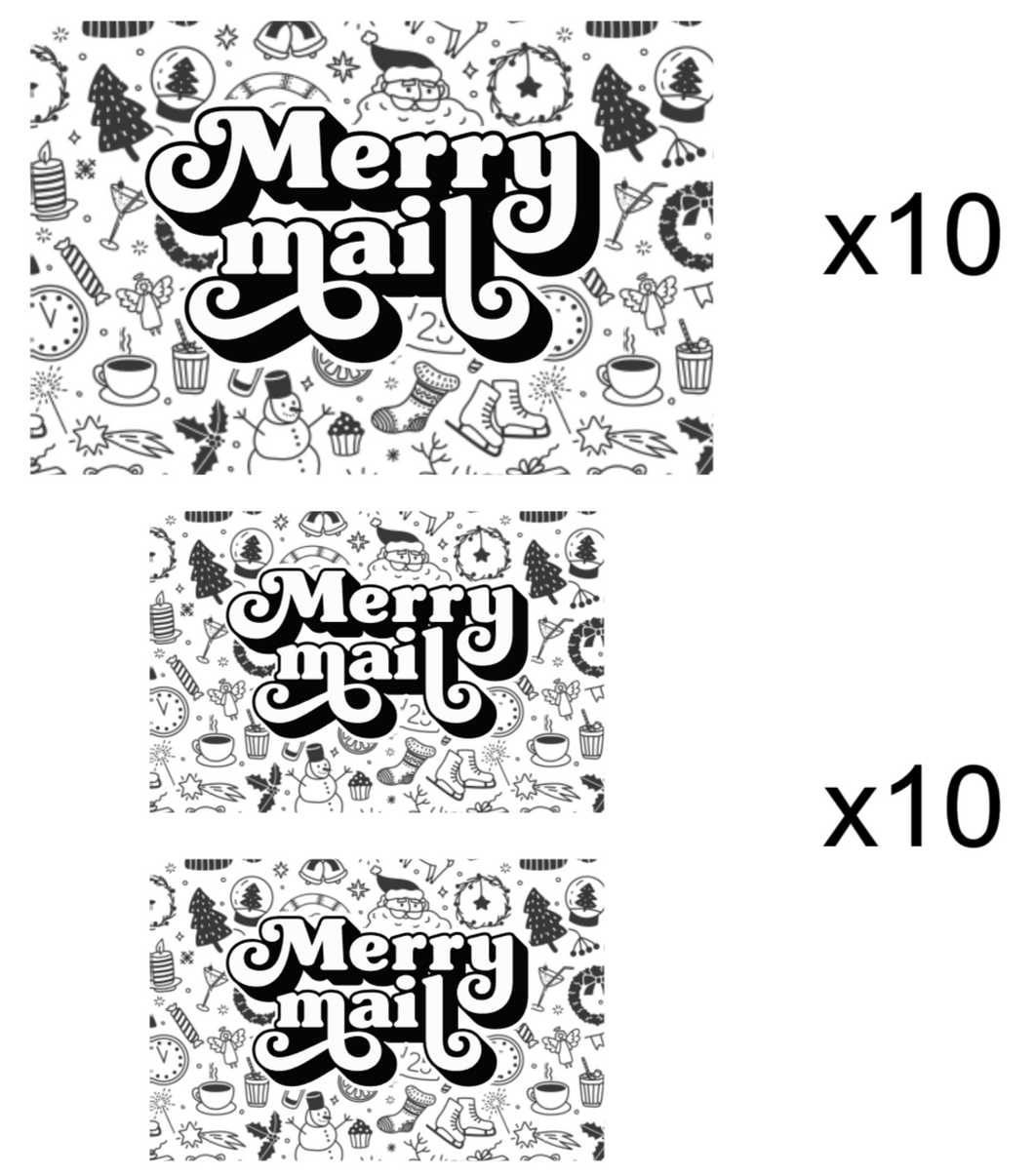 Sticker Set 20 Thermal Labels Merry Mail
