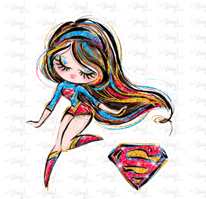 Sticker | 66G | SUPER HERO GIRL | Waterproof Vinyl Sticker | White | Clear | Permanent | Removable | Window Cling | Glitter | Holographic