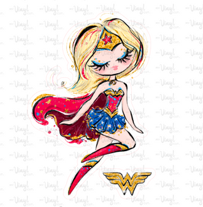 Sticker | 66B | SUPER HERO GIRL | Waterproof Vinyl Sticker | White | Clear | Permanent | Removable | Window Cling | Glitter | Holographic