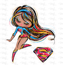 Load image into Gallery viewer, Sticker | 66J | SUPER HERO GIRL | Waterproof Vinyl Sticker | White | Clear | Permanent | Removable | Window Cling | Glitter | Holographic