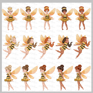 Waterslide Decal Fairy Bee 3 1/2 inches tall or wide Printed on Clear or White