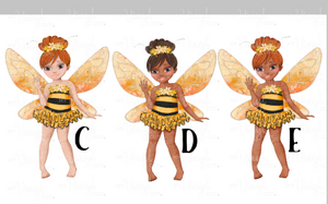 Waterslide Decal Fairy Bee 3 1/2 inches tall or wide Printed on Clear or White