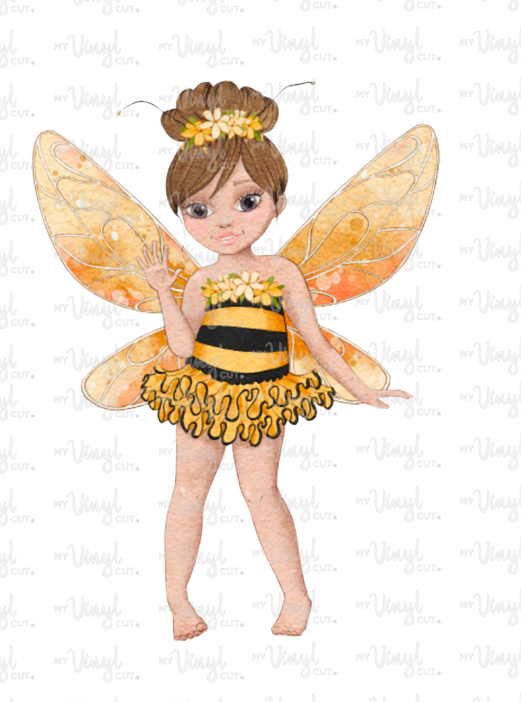 Waterslide Decal Fairy Bee 3 1/2 inches tall or wide Printed on Clear or White