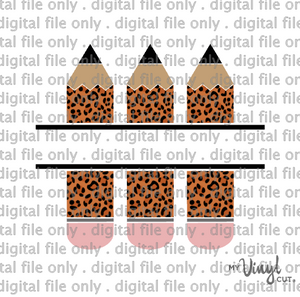 Digital File 3 Leopard Pencils for Personalization add a name for Back to School