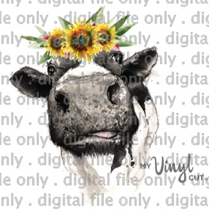 Digital File Heifer Cow with Sunflower Crown