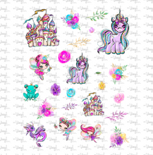 Load image into Gallery viewer, Waterslide Sheet of Decals pink hair FAIRY Theme