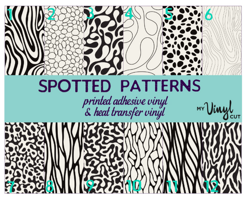 Printed Adhesive Vinyl SPOTTED Black and White Modern Patterned Vinyl 12 x 12 inch sheet