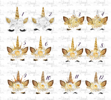 Load image into Gallery viewer, Waterslide Decal Gold Crowned Unicorn Faces 12 to choose from PICK ONE