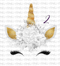 Load image into Gallery viewer, Waterslide Decal Gold Crowned Unicorn Faces 12 to choose from PICK ONE
