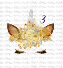 Load image into Gallery viewer, Waterslide Decal Gold Crowned Unicorn Faces 12 to choose from PICK ONE