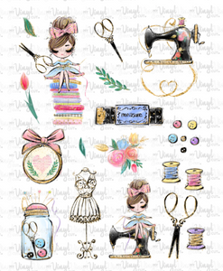 Waterslide Sheet of Decals SEWING QUEEN Full Sheet
