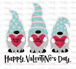 Sticker H8 3 Gnomes holding hearts Valentine's Day