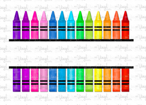Waterslide Decal Split Crayons in a row Blank or Customized