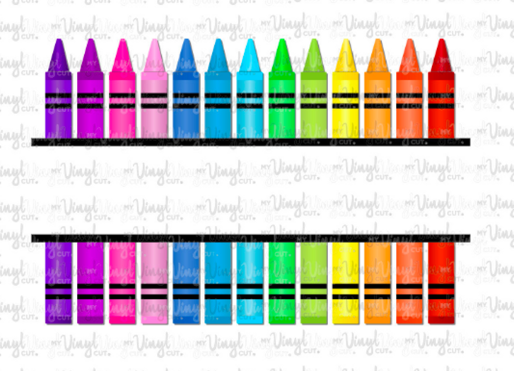 Waterslide Decal Split Crayons in a row Blank or Customized
