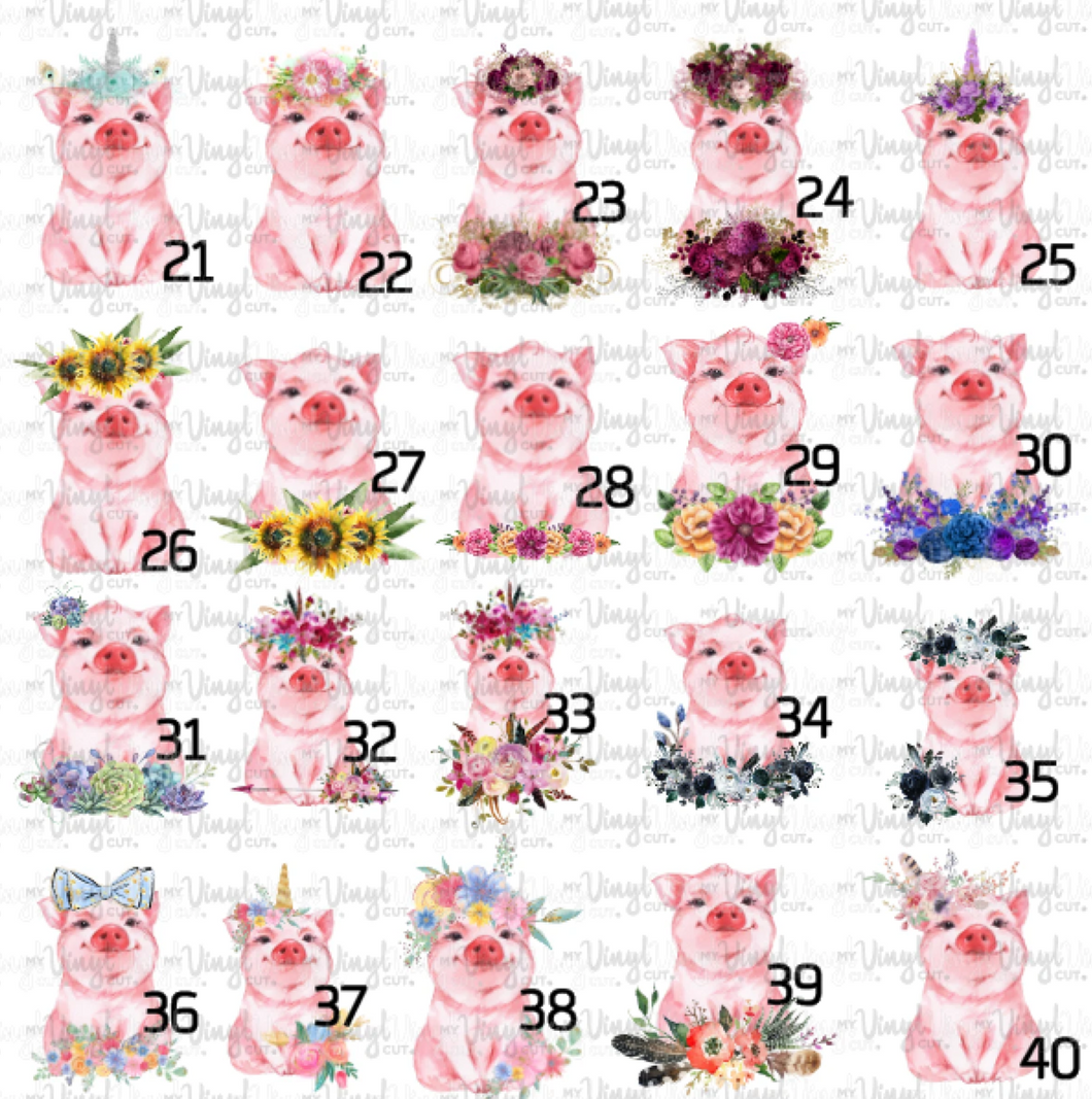 Waterslide Decal Piggy Pick one image order 1, 3 or a full sheet of the same image