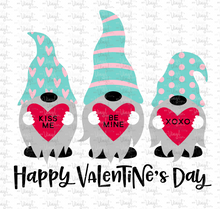 Load image into Gallery viewer, Waterslide Decal H8 3 Teal Gnomes holding hearts Valentine&#39;s day