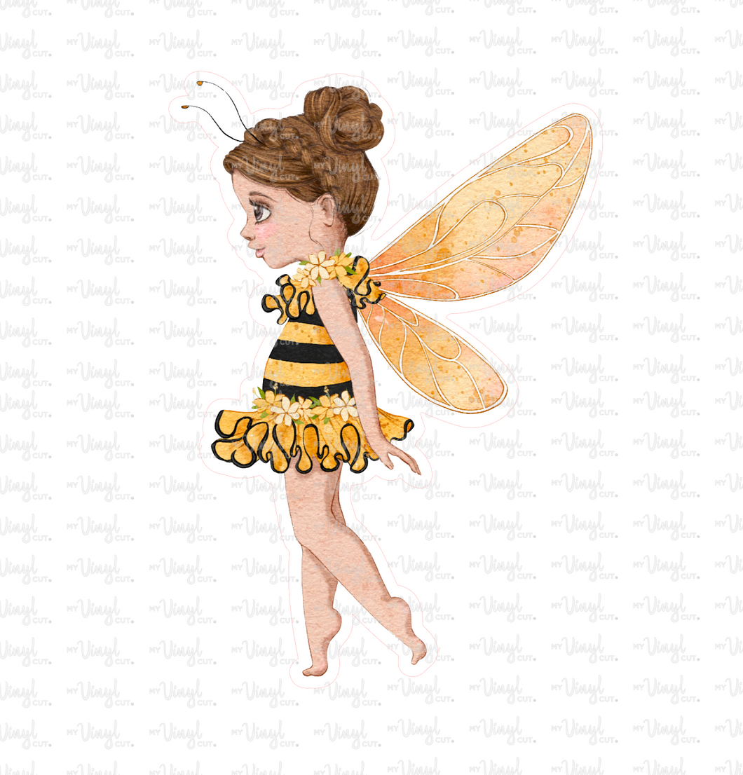 Sticker | 70L | Fairy Bee Girl | Waterproof Vinyl Sticker | White | Clear | Permanent | Removable | Window Cling | Glitter | Holographic