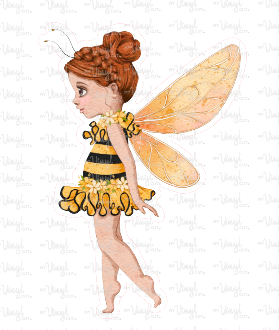 Sticker | 70M | Fairy Bee Girl | Waterproof Vinyl Sticker | White | Clear | Permanent | Removable | Window Cling | Glitter | Holographic