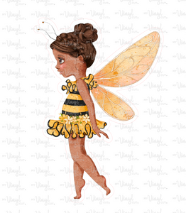 Sticker | 70N | Fairy Bee Girl | Waterproof Vinyl Sticker | White | Clear | Permanent | Removable | Window Cling | Glitter | Holographic