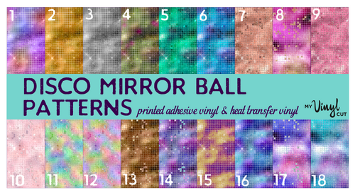 Printed Adhesive Vinyl DISCO MIRROR BALL Pattern Vinyl 12 x 12 inch sheets