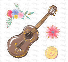Load image into Gallery viewer, Sticker | 34L | Ukulele Flowers | Waterproof Vinyl Sticker | White | Clear | Permanent | Removable | Window Cling | Glitter | Holographic