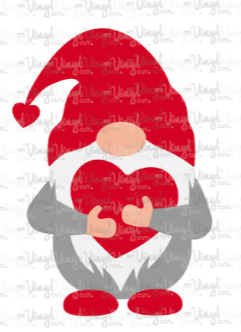 Sticker | 39O | Gnome holding Heart | Waterproof Vinyl Sticker | White | Clear | Permanent | Removable | Window Cling | Glitter | Holographic