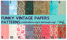 Load image into Gallery viewer, Printed HTV FUNKY VINTAGE PAPERS Patterns 12 x 12 inch sheet
