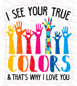 Sticker | 43H | True Colors | Waterproof Vinyl Sticker | White | Clear | Permanent | Removable | Window Cling | Glitter | Holographic